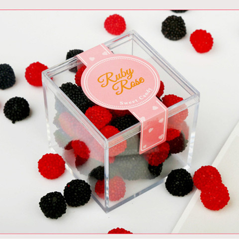 Goodie-caja de acrílico para dulces, caja de plástico transparente para dulces, Chocolate, recuerdo de fiesta de boda, contenedor de pastelería, almacenamiento de joyería, 12 Uds. ► Foto 1/6