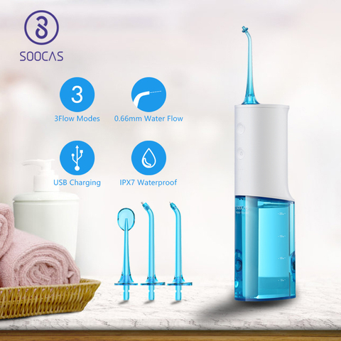 SOOCAS-irrigador bucal eléctrico W3, limpiador Dental portátil de agua, recargable, resistente al agua, 4 modos de limpieza ► Foto 1/6