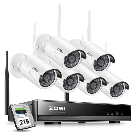 ZOSI-sistema de cámaras de seguridad para exteriores, 8CH 1080P H265 + Wifi NVR 2.0MP, 2/6 Uds. IR, cámara CCTV impermeable, sistema de vigilancia inalámbrico ► Foto 1/6