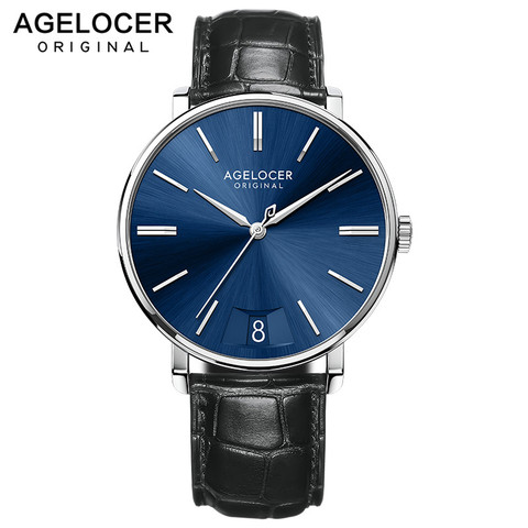 AGELOCER-reloj suizo para hombre, de zafiro, marca superior, de lujo, Ultra-reloj para muñeca fina, de acero, 316L ► Foto 1/6