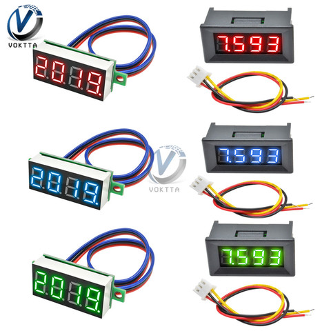 Voltímetro Digital Mini, pantalla Digital LED, 100 pulgadas, tres cables, probador de voltaje eléctrico con carcasa, CC 0-0,36 V, 4 Bits ► Foto 1/6