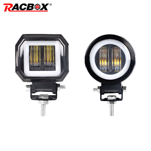 Lámpara antiniebla para conducción diurna, faro Led 7D de 3 pulgadas y 20W para motocicleta Halo Jeeps ATV 12V 24V SUV, haz de luz de trabajo ► Foto 1/6