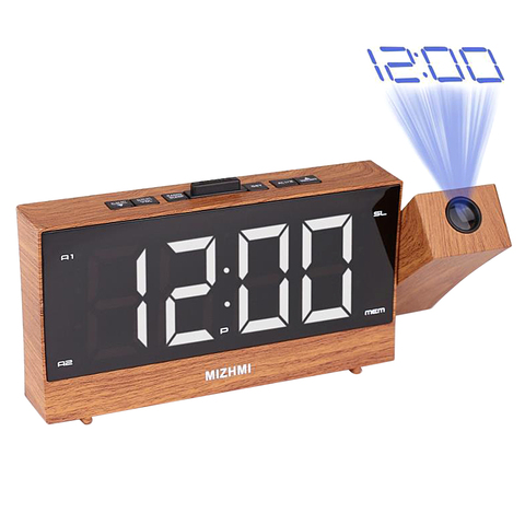 Despertador de Radio con proyección LED Digital, reloj de mesa de escritorio, función de repetición, proyector ajustable, Radio FM con temporizador de sueño ► Foto 1/6