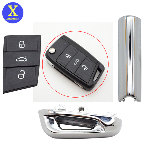 Xinyuexin-almohadilla de llave para coche, pieza metálica brillante para Vw Gollf 7 MK7, Skoda Octavia A7, Seat, mando a distancia, pieza metálica automática para Golf Mk7 ► Foto 1/6