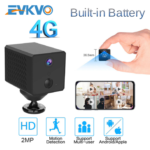 EVKVO-Mini cámara de seguridad de vigilancia nocturna, 1080P, 4G, batería de 2600mAh, Wifi ► Foto 1/6