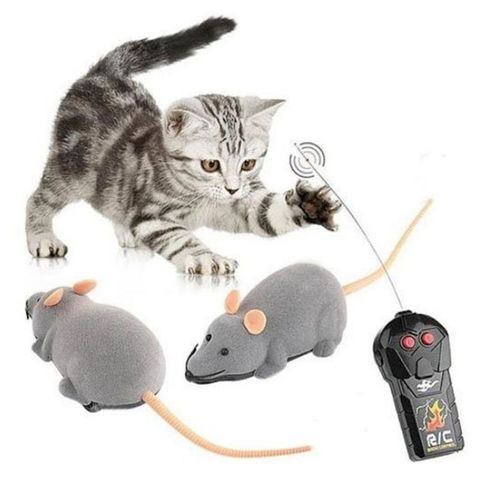 Juguete eléctrico para gatos, ratón de simulación con Control remoto inalámbrico con oreja rosa para mascotas ► Foto 1/6