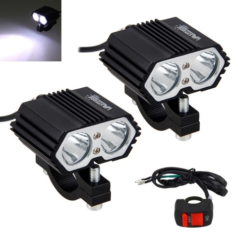 2 uds. Faro delantero de motocicleta 30W 5000LM 2x XM-L T6 LED luz de conducción antiniebla con interruptor ► Foto 1/6