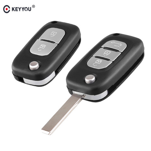 KEYYOU-Funda de mando a distancia para llave de coche, accesorios para Renault Clio Megane Kangoo 2 Modus HU83, 2/3 botones ► Foto 1/6