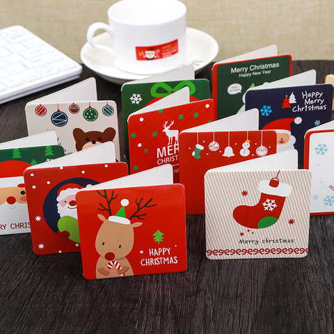 24/48 unids/lote creativo Mini Feliz Navidad conjunto de tarjetas de felicitación DIY con sobre Santa Claus Año Nuevo tarjeta postal regalos tarjeta para niño ► Foto 1/6