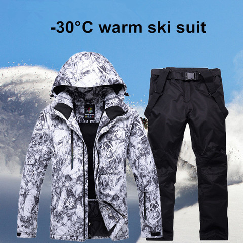 2022 nuevo para hombre traje de esquí traje de Super caliente impermeable a prueba de viento chaqueta de Snowboard invierno nieve pantalones trajes de hombre esquí Snowboard juegos ► Foto 1/6