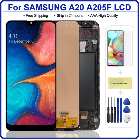 Pantalla LCD de 6,4 pulgadas para Samsung Galaxy A20, A205, SM-A205F, repuesto de digitalizador para A205FN, A205GN, A205S, A205 ► Foto 1/6