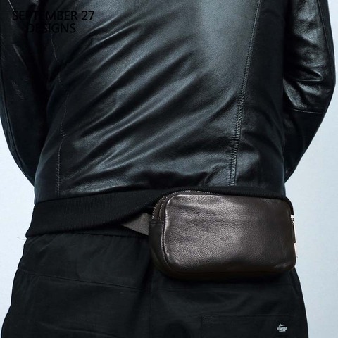 Nueva moda de cintura de cuero genuino de los hombres pecho bolsas hecho a mano superior pequeña bandolera de mensajero Mini viaje bolso del teléfono de los Amantes ► Foto 1/6