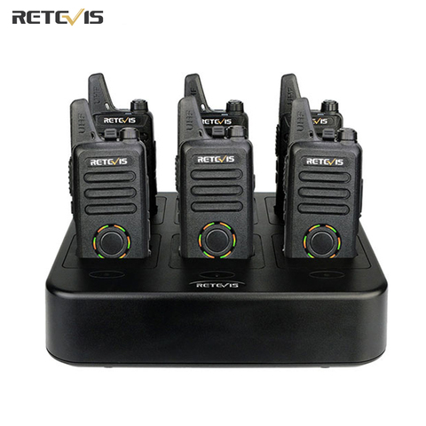 Retevis-walkie-talkie RT22S Mini, Radio de dos vías, 6 uds. + cargador de seis vías VOX, manos libres, Hotel/restaurante/supermercado ► Foto 1/6