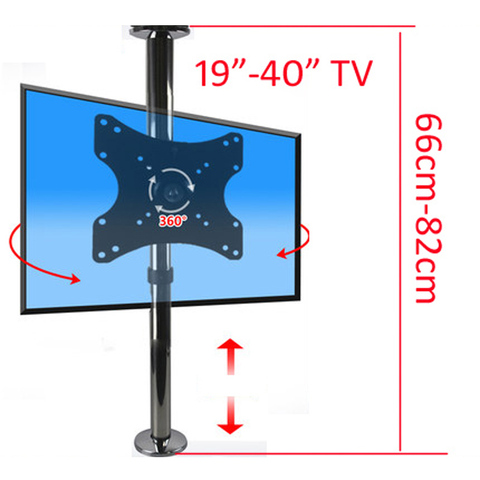 Dl-A10X-66-Soporte de TV LCD de acero inoxidable, montaje de pared divisoria con rotación de 360 grados, Altura ajustable de 110cm, 86cm y 114cm, 17 