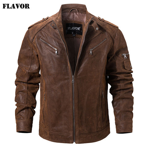 Chaqueta de cuero Real de piel de cerdo para hombre chaquetas de cuero genuino chaqueta de motocicleta abrigo de hombre ► Foto 1/6