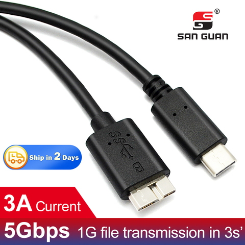 Adaptador de conector de datos para disco duro, 0,2 M, 1M, USB3.1, tipo C a USB 3,0, Cable Micro B de 10 pines, 5Gbps, para teléfono inteligente, PC, OTG, tipo C ► Foto 1/6