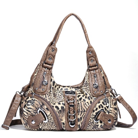 Angelkiss-Bolso de mano de leopardo para mujer, cartera con asa superior, a la moda, de hombro, grande ► Foto 1/6