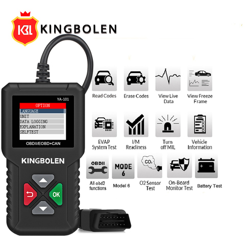 KINGBOLEN YA101 La OBD2 escáner automotriz motor Herramienta de análisis de código OBDII lector pk ELM327 V1.5 lanzamiento Cr3001 ► Foto 1/6