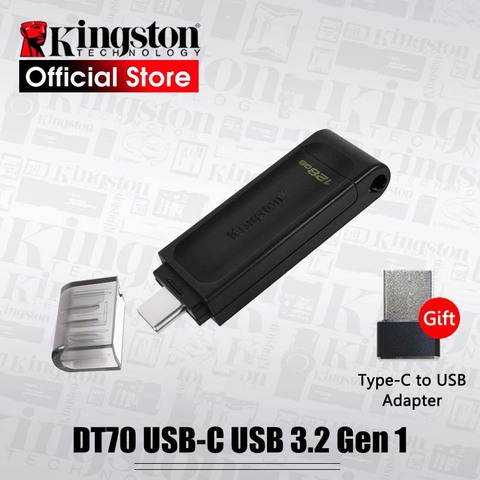 100% Original de Kingston USB C Flash Drive DT70 GB 32GB 64GB 128GB Pendrive USB 3,2 Gen 1 tipo-c Pen Drive para Macbook tipo-C ► Foto 1/6
