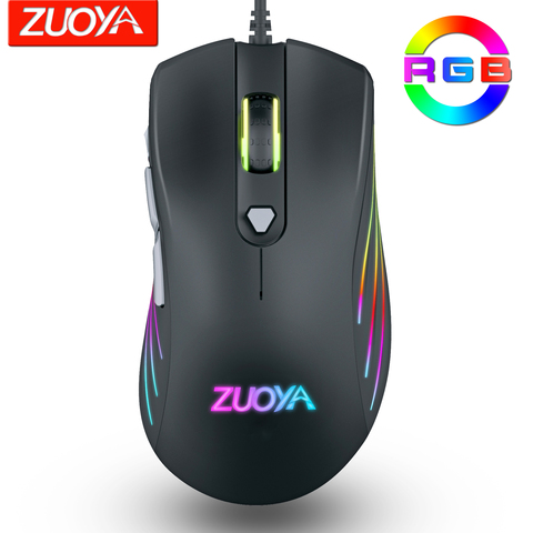 Ratón profesional para juegos ZUOYA, ratón retroiluminado RGB con cable, Sensor óptico de juego de 3200/7200 DPI para ordenador portátil para jugadores FPS ► Foto 1/6