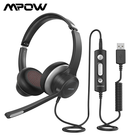 Mpow-auriculares BH328 para oficina, auriculares ligeros USB de 3,5mm para ordenador, reducción de ruido, centros de llamadas, Skype, PC y teléfono móvil ► Foto 1/6