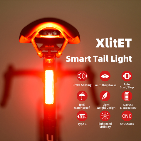 XlitET-linterna con detección de freno y arranque automático, luz LED trasera para bicicleta, carga USB, Enfitnix XlIte100, 2022 ► Foto 1/6