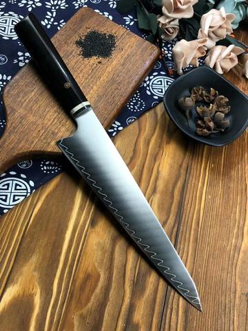 Cuchillo de Chef Nakiri japonés de 67 capas, acero damasco, 8 pulgadas, cuchillo de cocina Damascus, madera solidificada, HD ► Foto 1/6