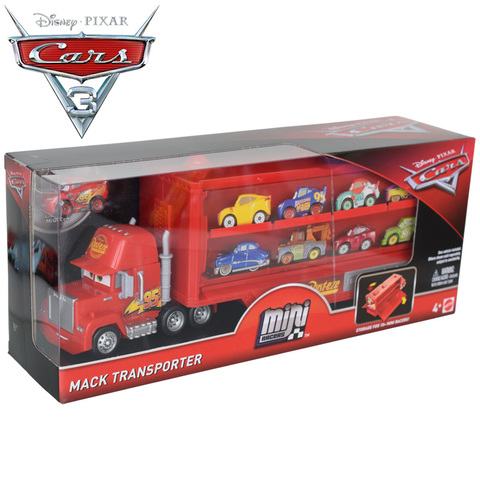 Disney Pixar-coches de juguete para niños, Mini Racers, Lightning McQueen, Mack Transporter Truck, Set FLG70 ► Foto 1/5