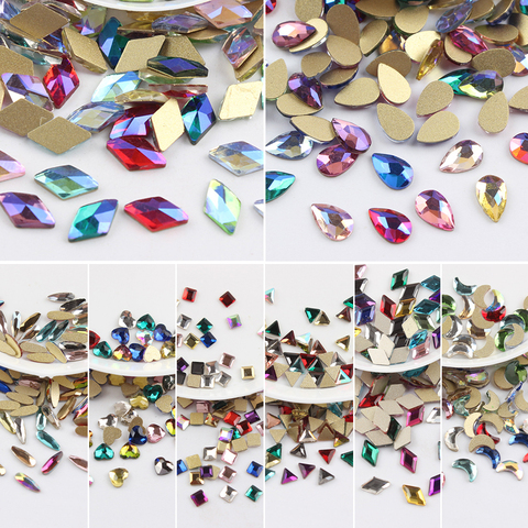 Diamantes de imitación Nail Art, todos los colores mezclados, 30 Uds., bricolaje, sin adhesivo, cristal plano, gemas piedras para decoración de uñas 3D ► Foto 1/6