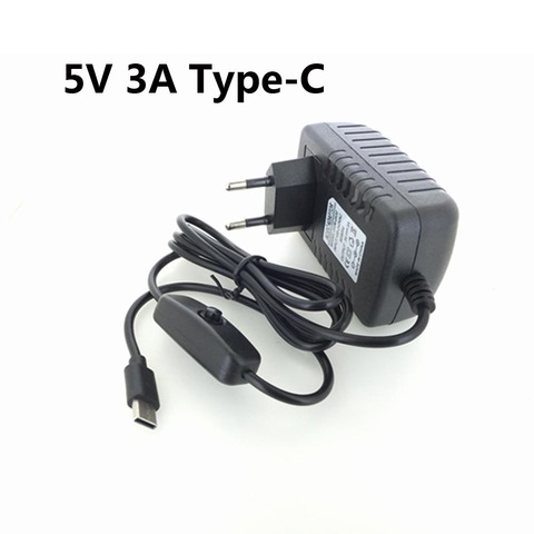 Fuente de alimentación para Raspberry Pi 4 Modelo B, adaptador de corriente tipo C de 5V y 3A con interruptor de encendido/apagado, cargador de USB-C para UE, EE. UU., AU, Reino Unido ► Foto 1/6