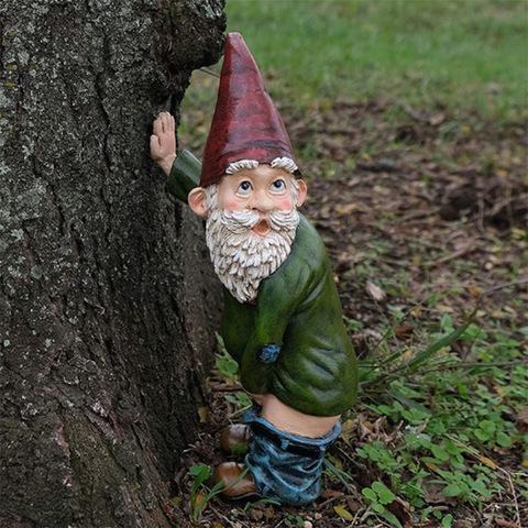 Resina travieso Gnomo de jardín estatua Navidad Hogard resina nuevo Gnome vestido decoración del jardín resina Gnome U6M4 ► Foto 1/6