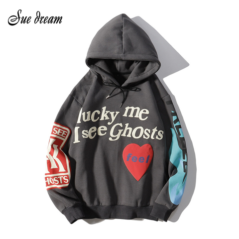 Sudadera con estampado de letra de grafiti Kanye West para hombre y mujer, sudadera de vellón Harajuku, Sudadera con capucha estilo Hip Hop Stranger Things ► Foto 1/6