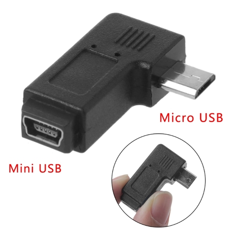 Adaptador de sincronización de datos, Mini USB con ángulo izquierdo y derecho de 90 °, 5 pines, conector hembra a Micro USB macho ► Foto 1/6