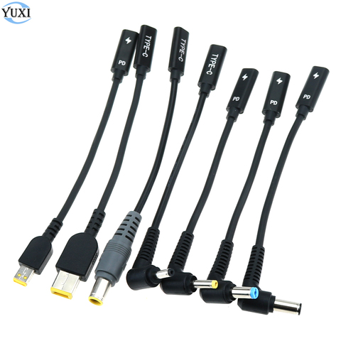 YuXi USB 3,1 tipo C hembra USB a DC 7,9*5,0*4,0*1,35*5,5*2,5mm cuadrado hombre adaptador/cargador de energía convertidor de Cable de alimentación ► Foto 1/6