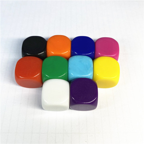 50 Uds. De dados acrílicos en 10 colores, 16mm, Multicolor, blanco, esquina redonda, accesorios de enseñanza, juegos de mesa, Herramientas Matemáticas ► Foto 1/6