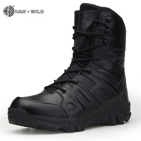 Botas militares tácticas para hombre de cuero de invierno a prueba de agua desierto combate militar zapatos de trabajo para hombre Botas de tobillo talla grande ► Foto 1/6