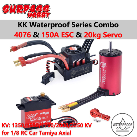 Surpass Hobby-Motor sin escobillas impermeable ESC, Combo 4076 1350/2000/2250KV con 150A ESC 20KG, Servo para carreras de derrape de coche de control remoto 1/8 ► Foto 1/6