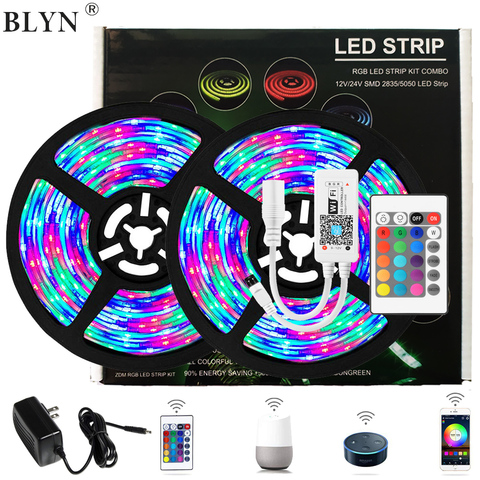 Tira de luces led rgb smd2835 de 10m, con wifi, compatible con Alexa, Google home, sincronización de música, no resistente al agua, adaptador de 12V ► Foto 1/6