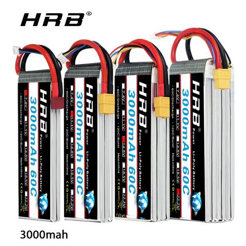 HRB RC batería Lipo 2s 3s 4s 6S 22,2 v 3000mah 11,1 v 14,8 v lipo 60C para rc coche barco avión 450 500x 550E 600 helicóptero Drone ► Foto 1/6