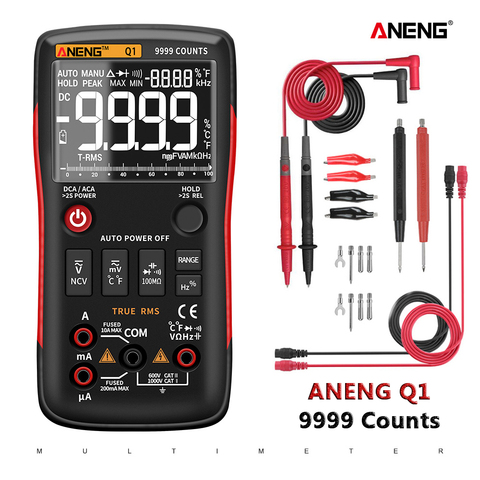 ANENG Q1 polimetro tester digital multimeter profesional multimetro multimeter multímetro Digital de verdadero botón 9999 rm409b probadores de automoción eléctrica comprobador dmm transistor tester ► Foto 1/6