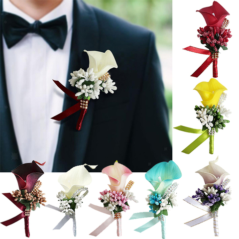 Corpiño de moda para hombre, broche de flor de botonier Artificial con Clip, para boda, fiesta, novio, encantador ► Foto 1/6