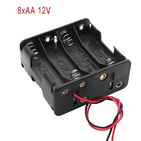 Soporte de almacenamiento de batería de 8x1,5 V AA, 12V, caja de batería 8AA, ranura de Clip de batería, doble capa, de vuelta a atrás con Cable ► Foto 1/4