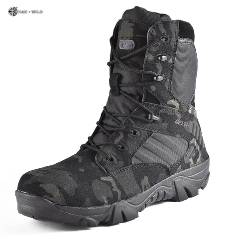 Botas militares de invierno para hombre, zapatos de trabajo de la Fuerza Especial, botas de nieve de cuero, botines de combate táctico para desierto ► Foto 1/6