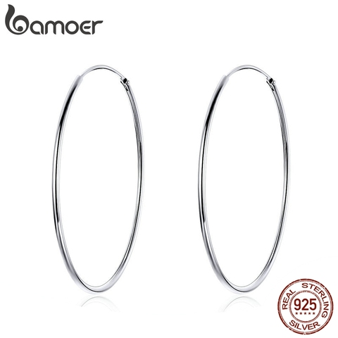 BAMOER-pendientes de aro grandes para mujer, aretes de plata de ley 2022, joyería femenina, SCE598 ► Foto 1/5