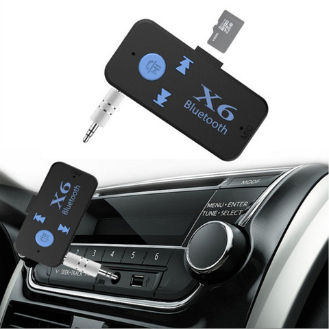X6 inalámbrico Bluetooth 4,0 adaptador de 3 en 1 receptor USB con Bluetooth 3,5mm Jack de Audio TF mp3 lector de tarjeta MIC soporte de llamada del coche ► Foto 1/4