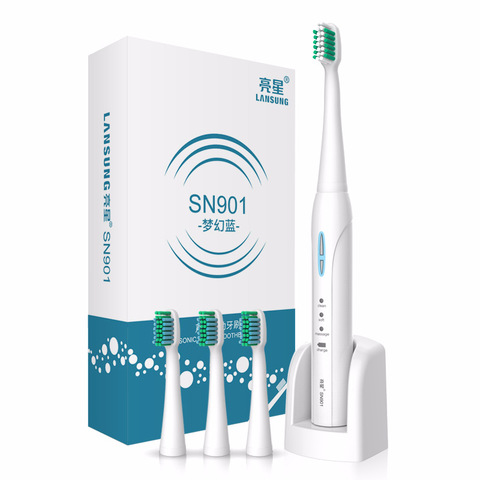Lansung-cepillo de dientes eléctrico para adultos, cepillo de dientes recargable, Sónico, SN901, 4 boquillas ► Foto 1/6