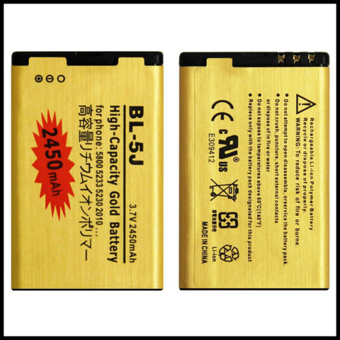 Alta capacidad de reemplazo de oro BL-5J batería para Nokia Lumia 520, 530, 525, 5230, 5232, 5233, 5228 X6 C3 batería BL5J BL 5J ► Foto 1/4