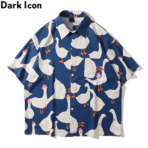 Dark Icon-camisa hawaiana Tropical de gran tamaño para hombre, Camisa estampada de manga corta con bolsillos en el pecho, estilo informal, Vintage ► Foto 1/6