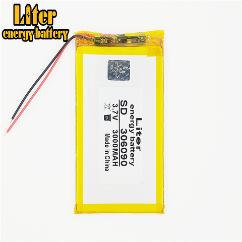 3,7 V 3000 mAh 306090 de polímero de litio Li-Po li recargable de ion de las células de las baterías para Mp3 MP4 MP5 móvil GPS bluetooth ► Foto 1/4