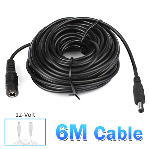 Cable de alimentación de 12V CC de 6 metros/20 pies, Cable de extensión Universal de 10M de longitud para adaptador de alimentación de la cámara CCTV de Seguridad, enchufe de CC de 5,5x2,1mm ► Foto 1/6